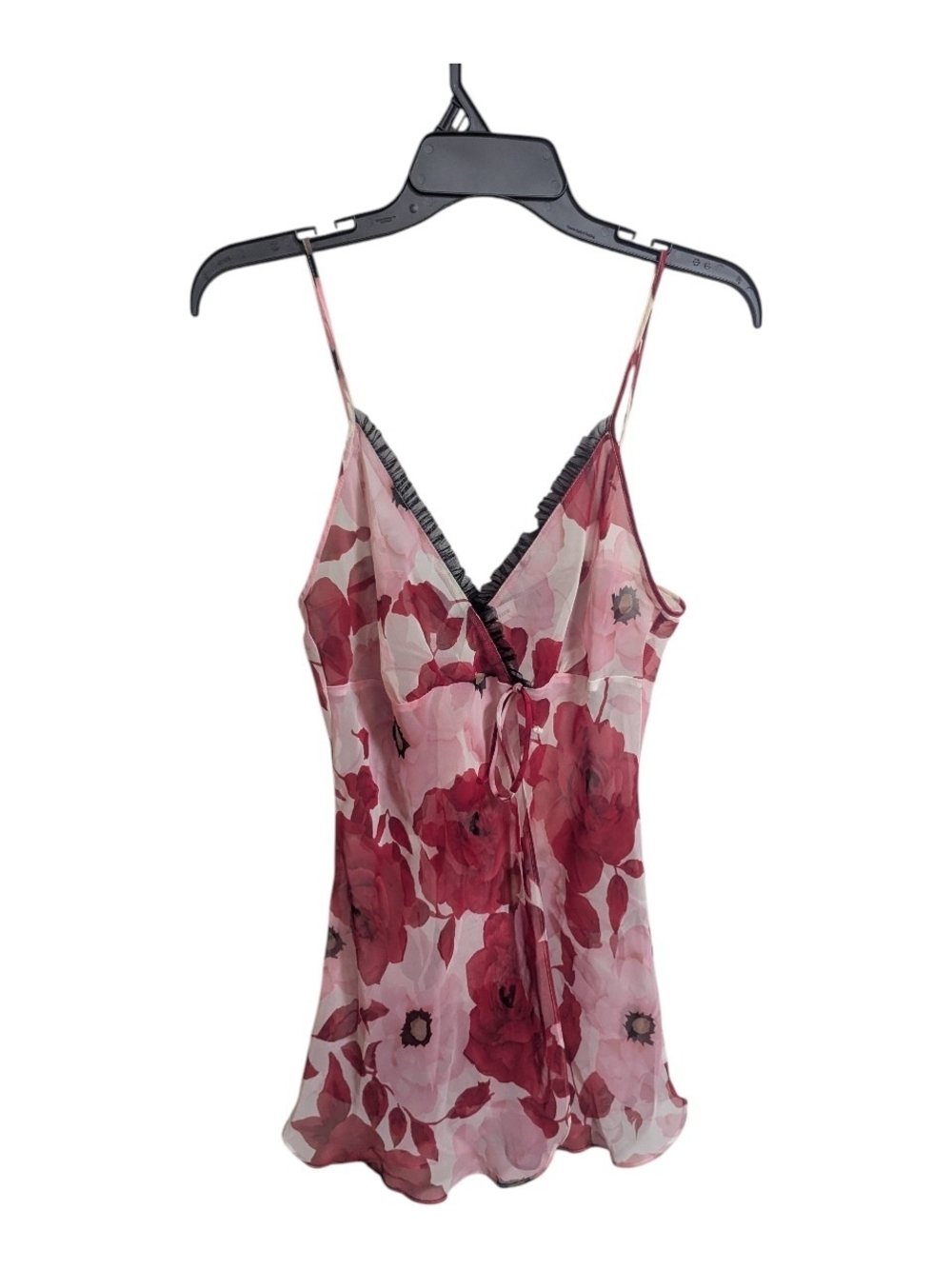 Jones New York Lingerie Top Sz Medium Sheer Floral Pink Chemise W-259